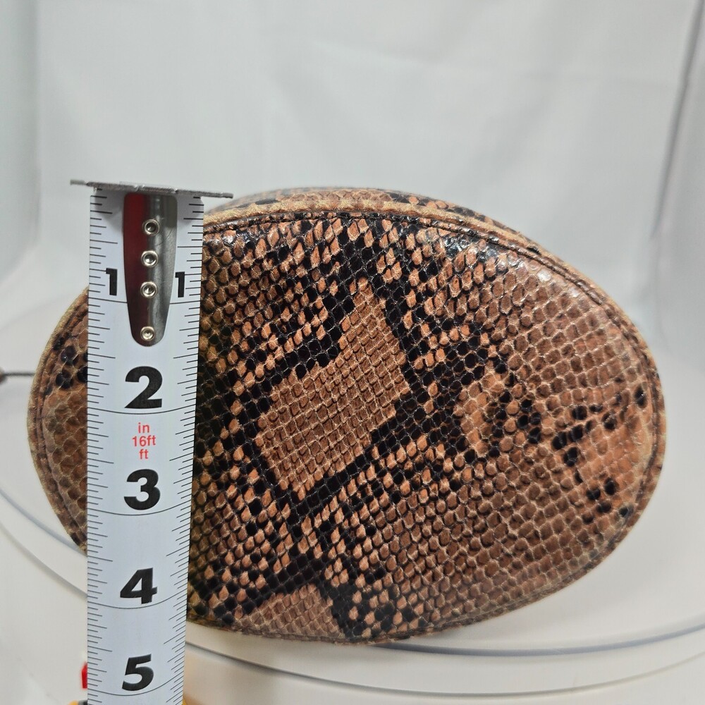 ANN TAYLOR Brown Snakeskin Leather Drawstring Shoulder/Crossbody Bucket Bag - Picture 11 of 16